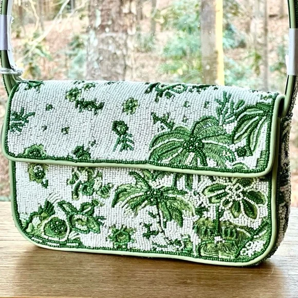 NWT Staud Beaded Tommy Shoulder Bag Clover Toile π Rare Find π - Picture 3 of 16